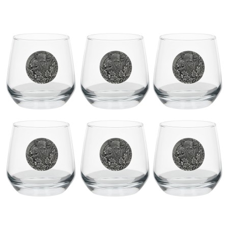 Szklanki do whisky Golden Fox Luna Wild Boar Silver zdobione odlewanym elementem 6 szt.