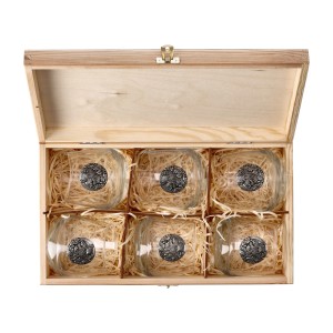 Szklanki do whisky Golden Fox Luna Wild Boar Silver zdobione odlewanym elementem 6 szt.