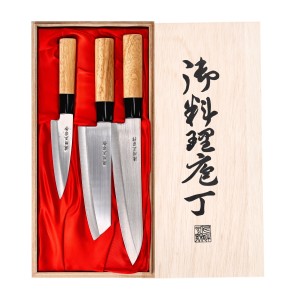 Zestaw noży kuchennych Satake Megumi Szefa kuchni / Santoku Bunka / nóż uniwersalny