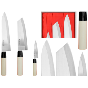 Zestaw noży kuchennych Satake Megumi Szefa kuchni / Santoku Bunka / nóż uniwersalny