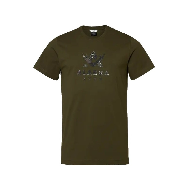 KOSZULKA ALASKA myśliwska Camo Logo Ms Night Green koszulka 100% bawełna