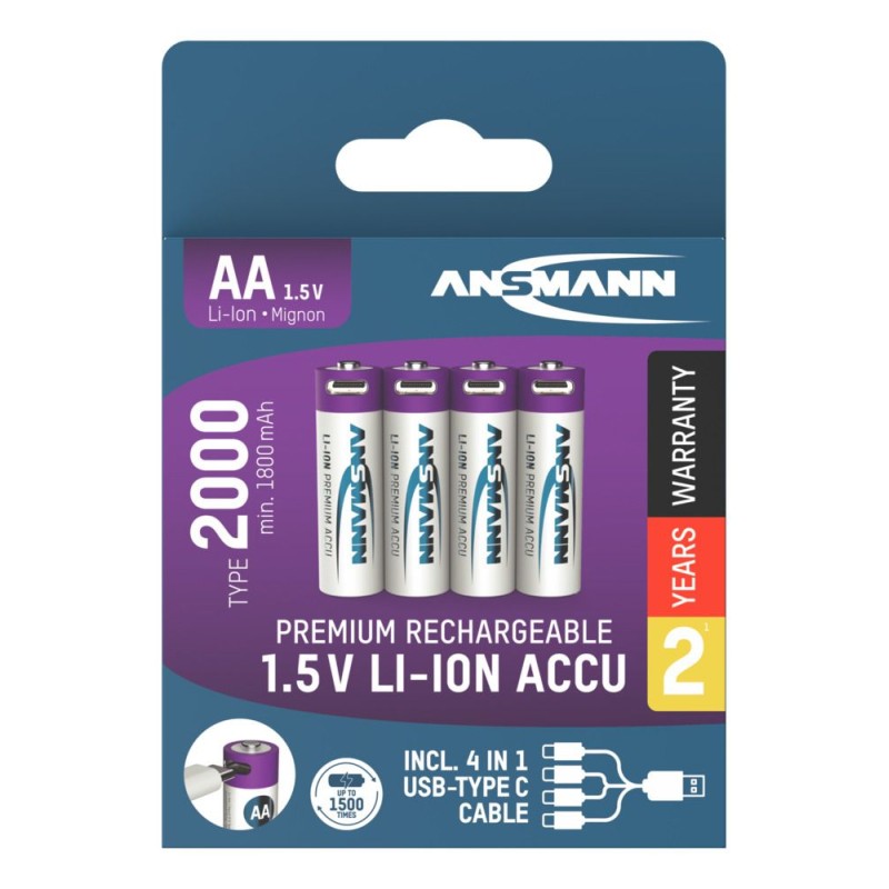 Akumulatory Ansmann Li-Ion AA typ 2000, 4 szt