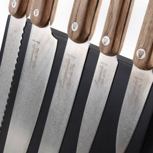 Komplet noży Laguiole Oak wood Stonewash z blokiem magnetycznym