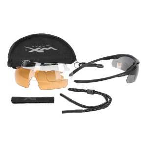 Okulary strzeleckie Wiley X Vapor 2.5 3552 grey / clear / light rust, czarne oprawki