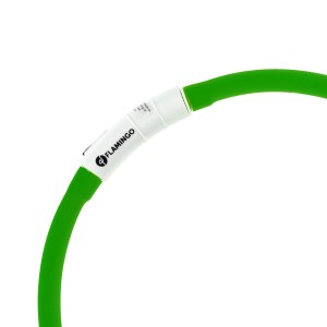 Obroża led dla psa Flamingo Nera zielona 16 mm