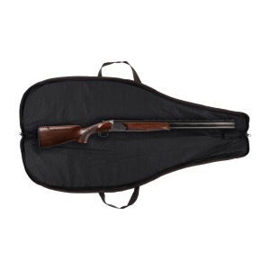 Pokrowiec na broń Forsport 125 cm - leśny kamuflaż, brązowy zamsz, haft beżowa głowa jelenia, biza pomarańczowa