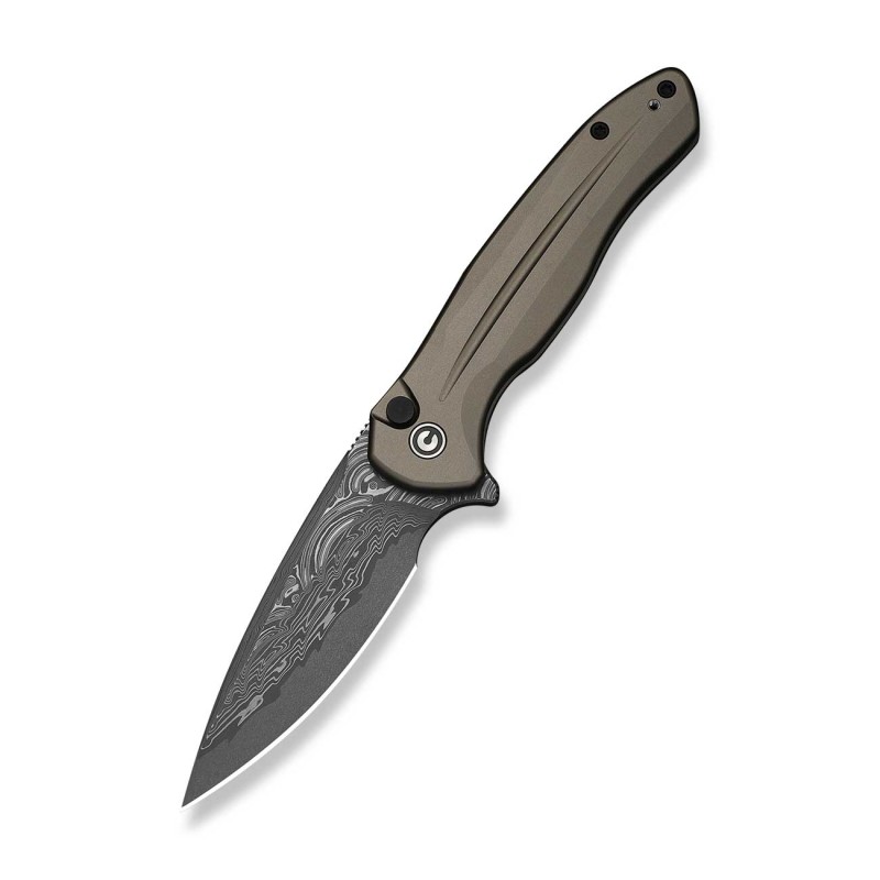 Nóż CIVIVI Button Lock Kitefin Damast Grey Alu