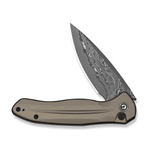 Nóż CIVIVI Button Lock Kitefin Damast Grey Alu