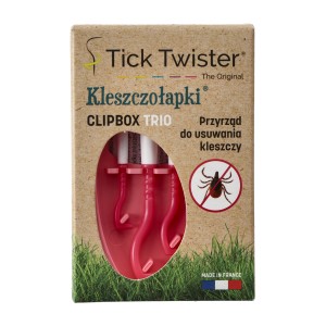 Kleszczołapki przyrząd do usuwania kleszczy Tick Twister® Clipbox Trio z brelokiem, różowe 3 szt.
