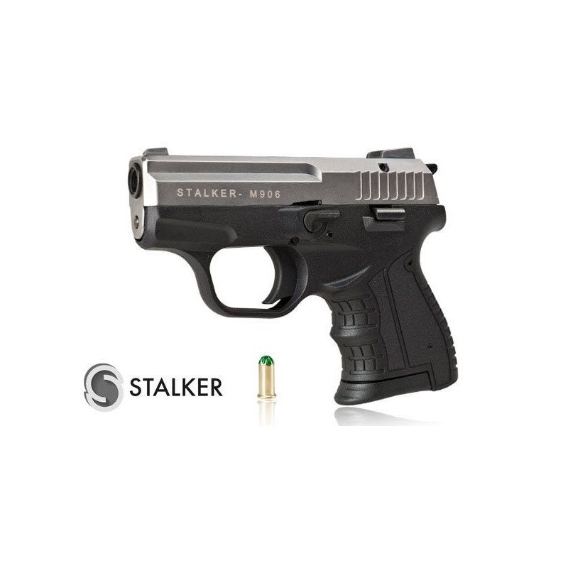 Pistolet hukowy STALKER M906 BAS kal .22 Long Blank (6 mm) alarmowo sygnałowy tytan ZESTAW STARTOWY