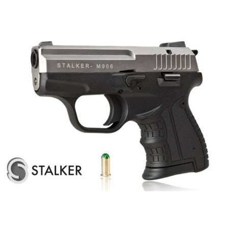 Pistolet hukowy STALKER M906 BAS kal .22 Long Blank (6 mm) alarmowo sygnałowy tytan ZESTAW STARTOWY