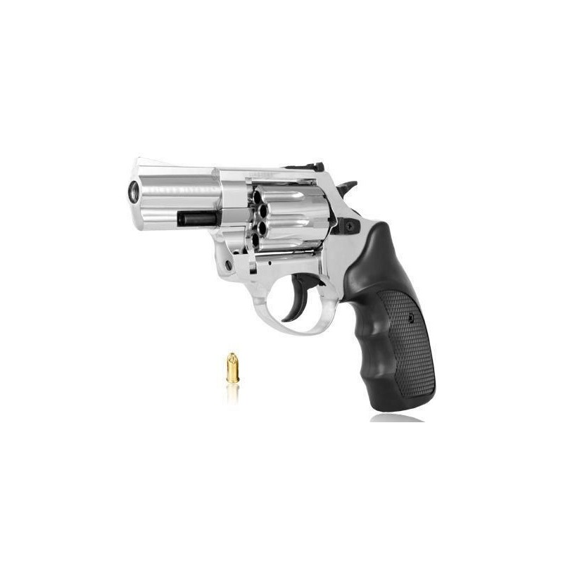 Rewolwer hukowy ZORAKI R1-K6L BAS lufa 2,5" kal .22 Long Blank (6 mm) alarmowo sygnałowy chrom błysk ZESTAW STARTOWY