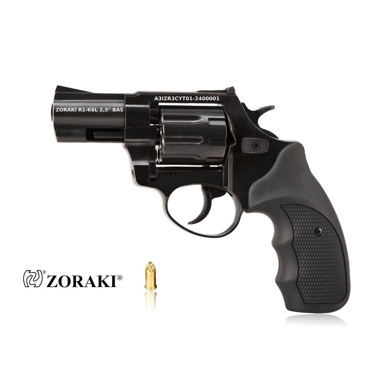 Rewolwer hukowy ZORAKI R1-K6L BAS lufa 2,5" kal .22 Long Blank (6 mm) alarmowo sygnałowy czarny ZESTAW STARTOWY