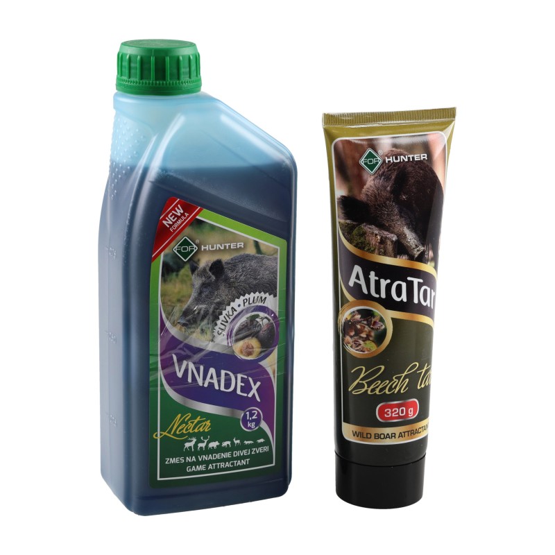 Płyn do wabienia zwierzyny For Vnadex 1200 g o zapachu śliwki + Smoła bukowa AtraTar 320 g