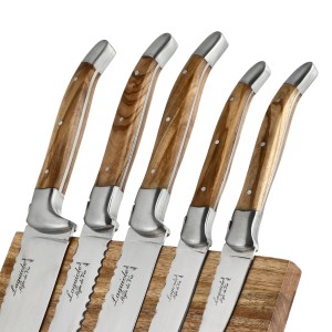 Komplet noży Laguiole Olive Wood z blokiem magnetycznym
