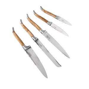Komplet noży Laguiole Olive Wood z blokiem magnetycznym