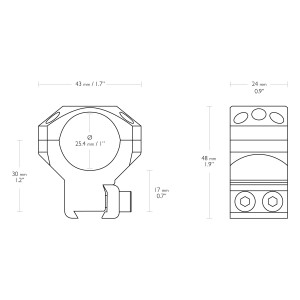 Montaż lunety Hawke Tactical 1" wysoki Dovetail na szynę 11 mm