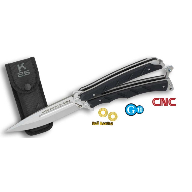 Nóż K25 02263 Balisong CNC Blade Ball Bearing