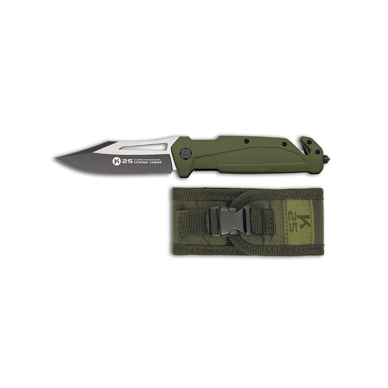 Nóż K25 18998 Green Rubber Titanium Coated