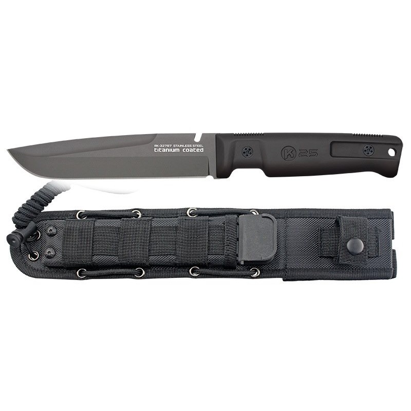 Nóż K25 32757 Tactical Black Rubber TC