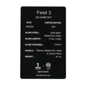 Nóż składany Kizer Feist 3 ZX-3499.3A1 CPM S90V Tytan/Włókno Węglowe