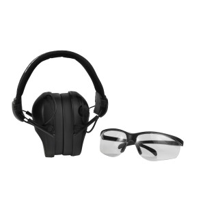 Ochronniki słuchu aktywne RealHunter ACTiVE PRO czarne + okulary