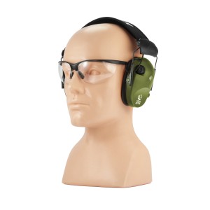 Ochronniki słuchu aktywne RealHunter ACTiVE PRO oliwkowe + okulary