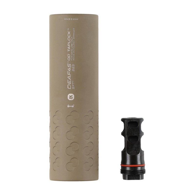 Tłumik do broni BK Precise DEAF45 QD Taplock 3GUN 1/2x28 UNEF z hamulcem Magpul FDE