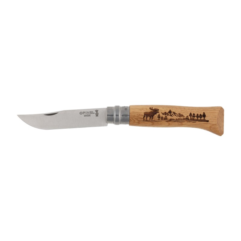 Nóż składany Opinel 8 inox dąb seria Animal - łoś