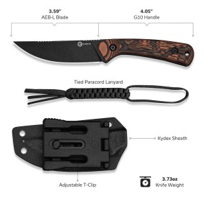 Nóż Civivi Carveth Fixed AEB-L Orange & Black G10