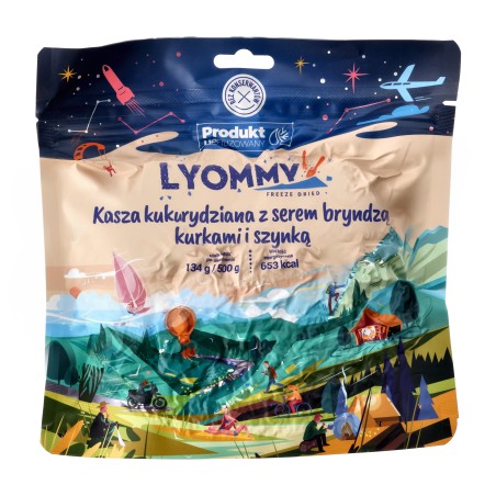 Kasza kukurydziana Lyommy z serem bryndza, kurkami i szynką 500 g