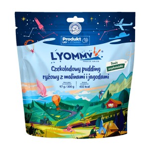 Czekoladowy pudding ryżowy Lyommy z malinami i jagodami 300 g