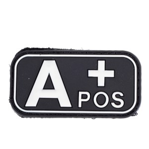 Emblemat narzepka 3D PVC grupa krwi A Plus czarny