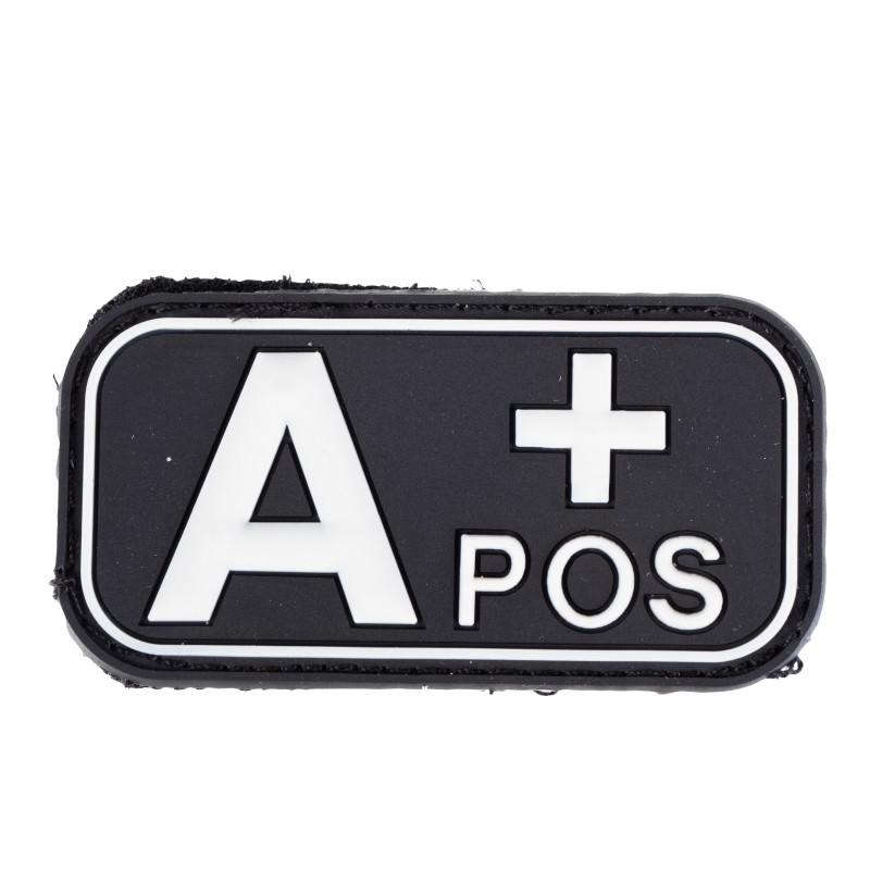 Emblemat narzepka 3D PVC grupa krwi A Plus czarny
