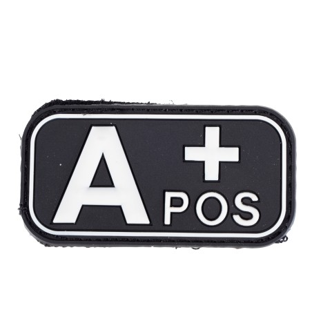 Emblemat narzepka 3D PVC grupa krwi A Plus czarny