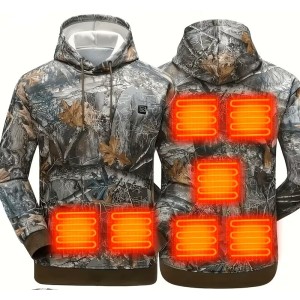 BLUZA MYŚLIWSKA HUNTER, WĘDKARSKA, outdoorowa 7 stref ogrzewania, kamuflaż leśny