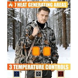 BLUZA MYŚLIWSKA HUNTER, WĘDKARSKA, outdoorowa 7 stref ogrzewania, kamuflaż leśny