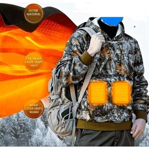 BLUZA MYŚLIWSKA HUNTER, WĘDKARSKA, outdoorowa 7 stref ogrzewania, kamuflaż leśny
