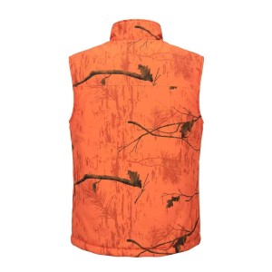 KAMIZELKA MYŚLIWSKA HUNTER, WĘDKARSKA DWUSTRONNA w kamuflażu leśnym/orange