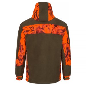 Kurtka myśliwska HUNTER na polowania zbiorowe, cicha i miękka oliwka/orange camo
