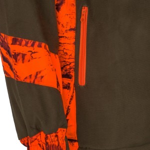 Kurtka myśliwska HUNTER na polowania zbiorowe, cicha i miękka oliwka/orange camo