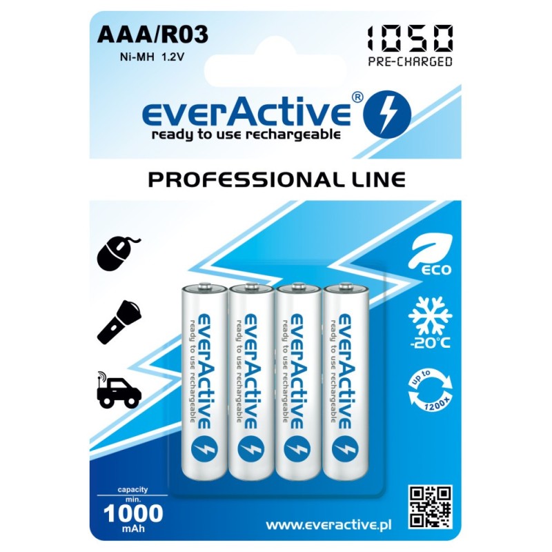 Akumulatorki everActive R03/AAA 1050 mAh, 4 szt.