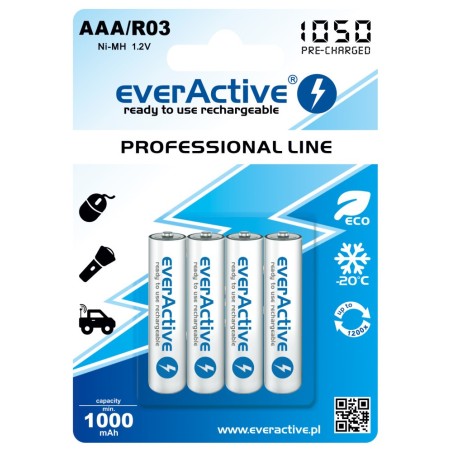 Akumulatorki everActive R03/AAA 1050 mAh, 4 szt.