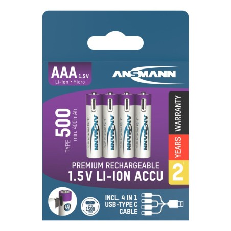 Akumulatory Ansmann Li-Ion AAA typ 500, 4 szt