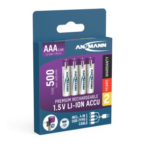 Akumulatory Ansmann Li-Ion AAA typ 500, 4 szt