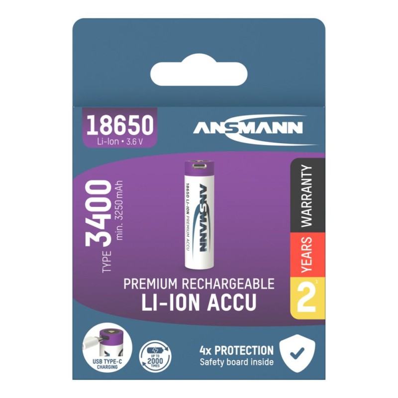 Akumulator Ansmann Li-Ion 18650 typ 3400 z USB-C